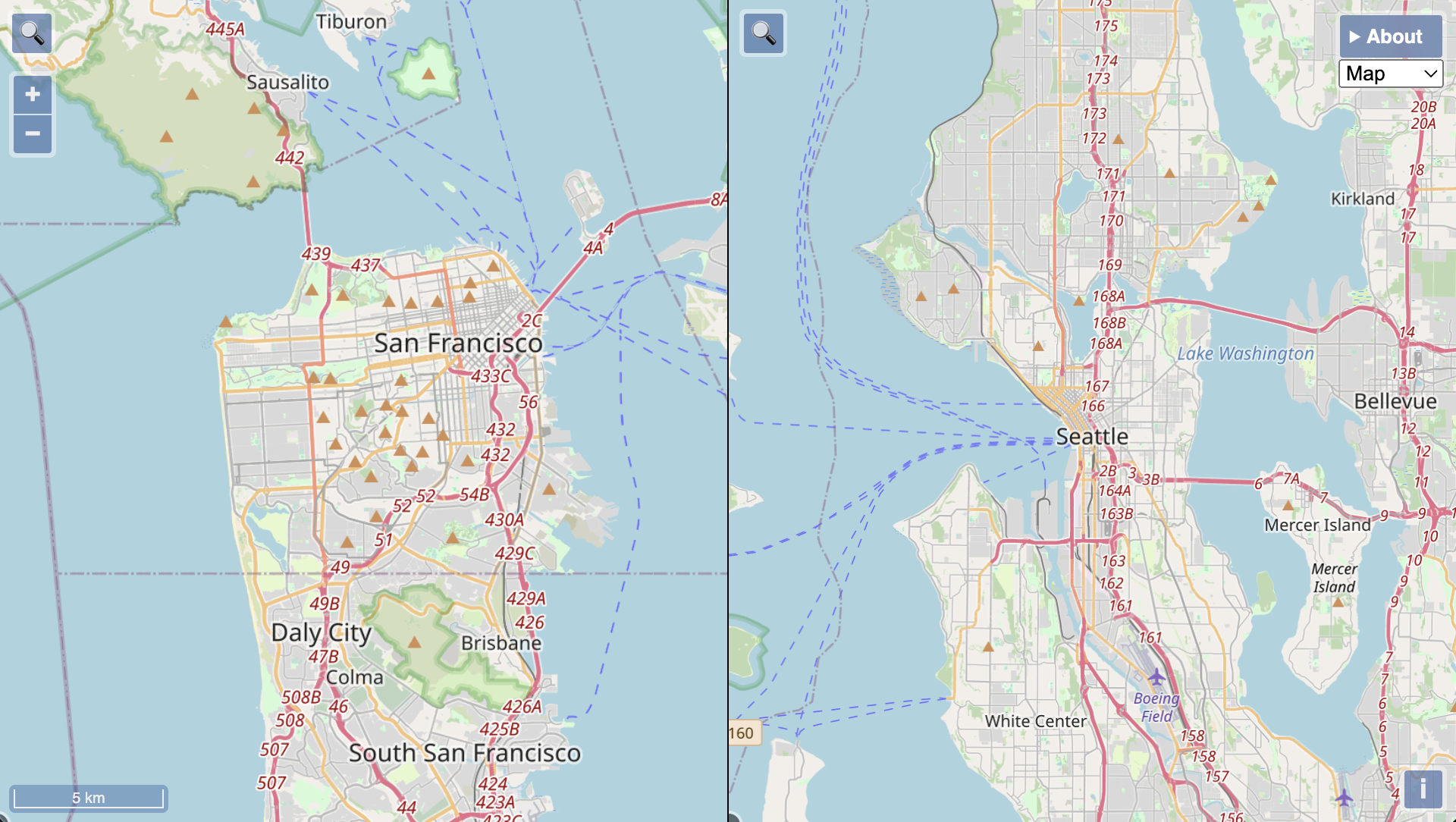 Two maps at the same scale screenshot